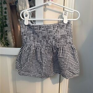 American Eagle Black and White Plaid Checkerboard Strapless Top